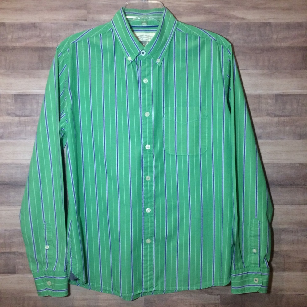 Aeropostale Men’s Green Stripe Button Down - Picture 2 of 5